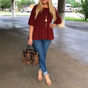 Maroon peplum tee